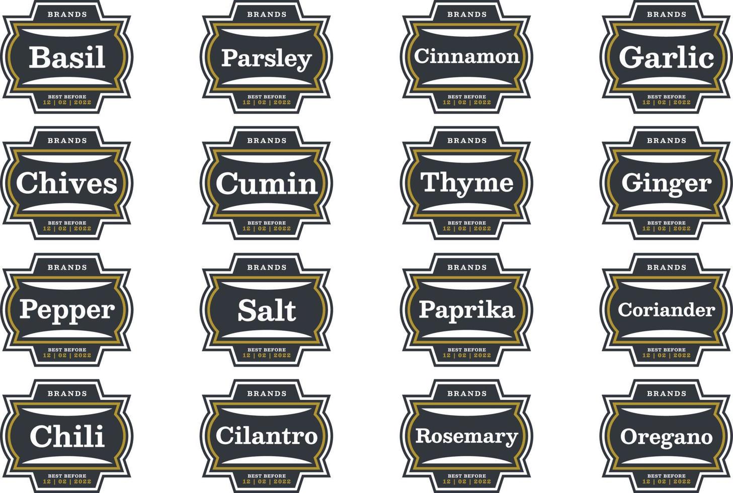 Pantry Organizer Spices Condiments Label Set vector