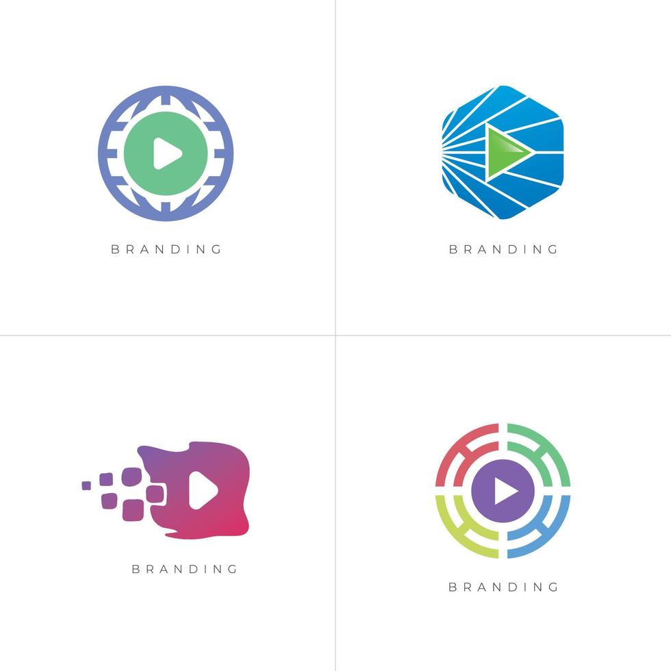 4in1 Bundle - Play Stream Multimedia Vector Logo Set
