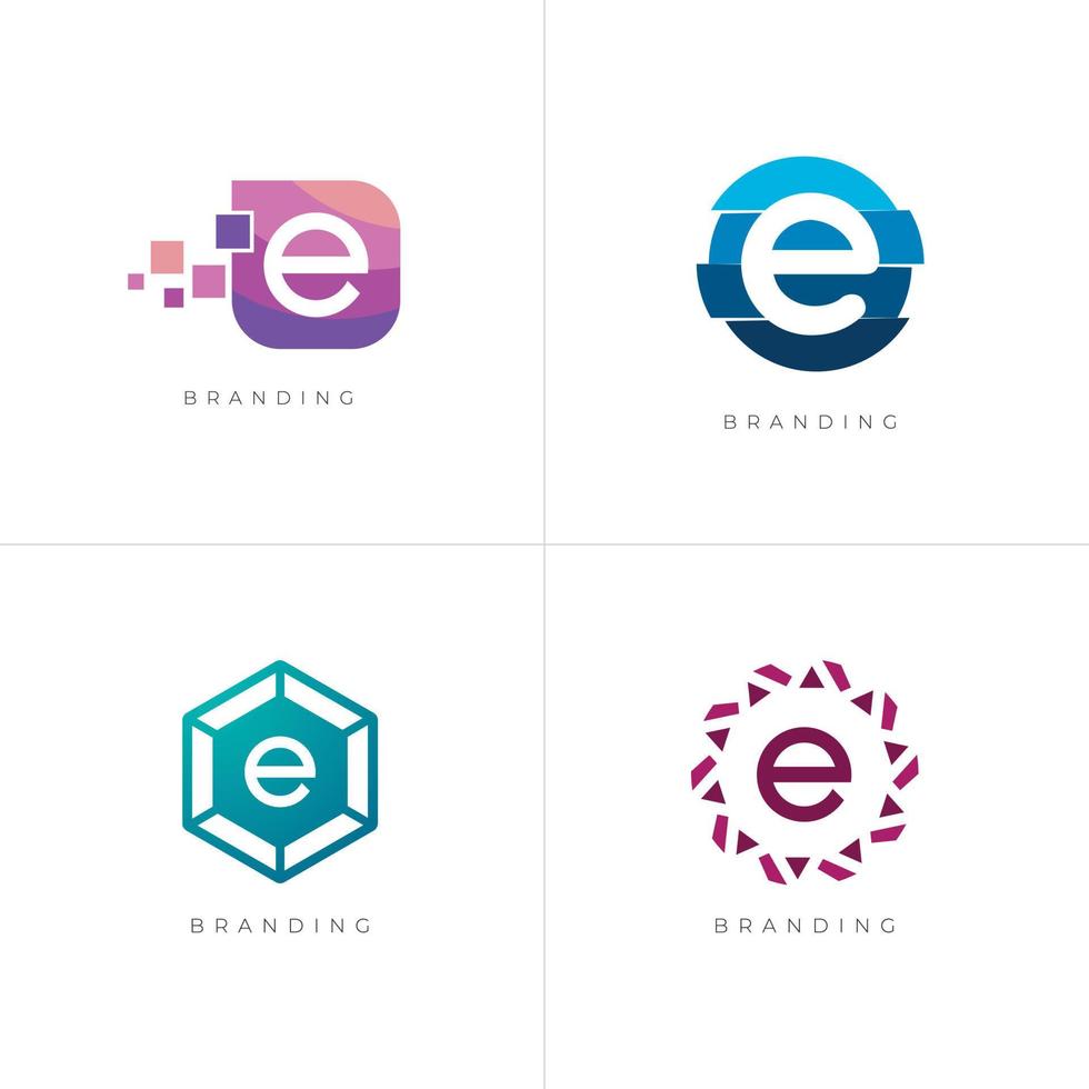 4in1 Bundle - E Letter Monogram Vector Logo Set