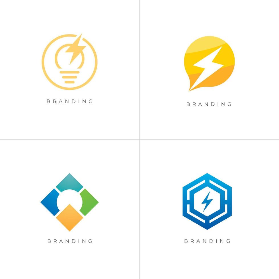 Paquete 4 en 1: conjunto de logotipos vectoriales de tecnología industrial de energía eléctrica vector