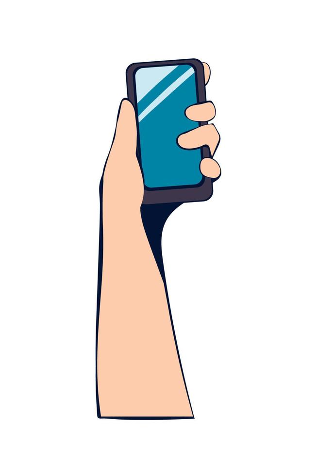 hand holding smartphone vector