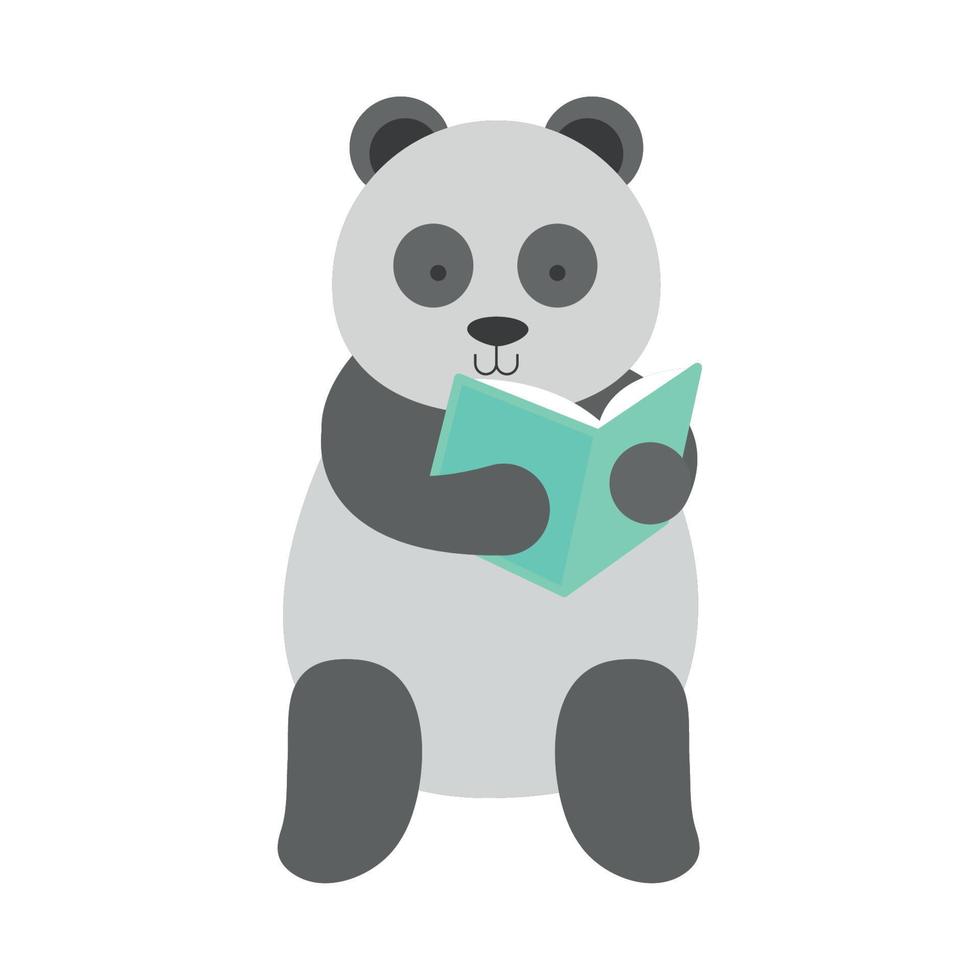 school panda reading book vector