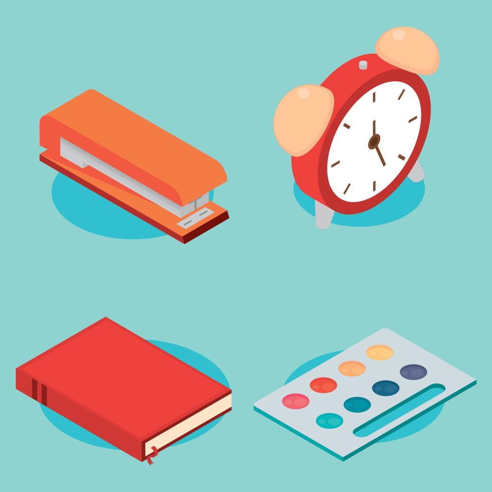 school supplies icons set vector