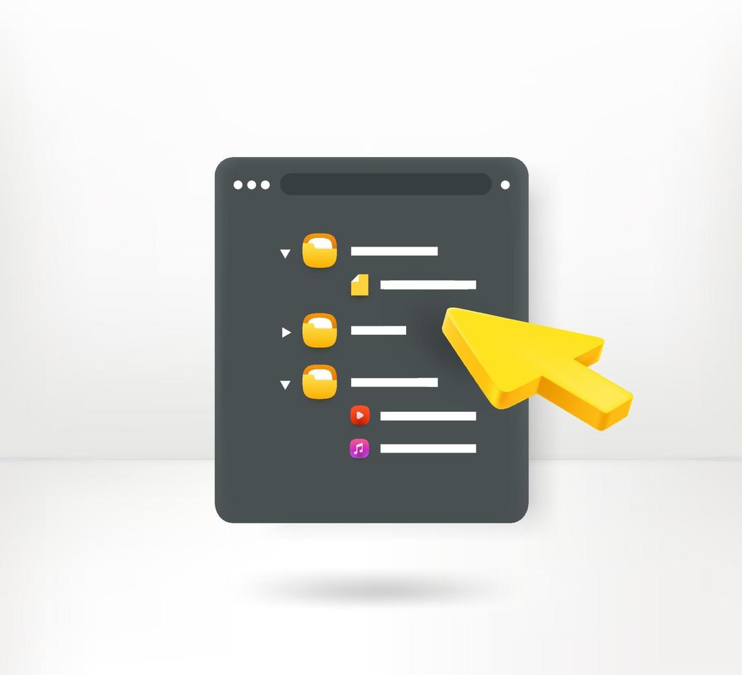 Searching a file in a folder. 3d vector concept