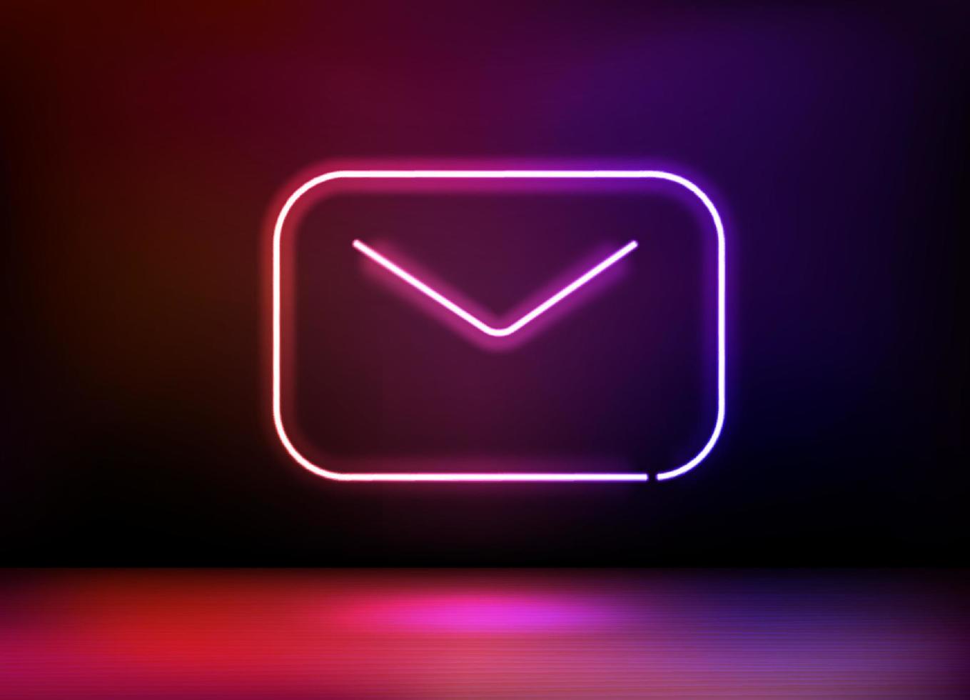 Neon glowing mail icon. 3d vector illustration