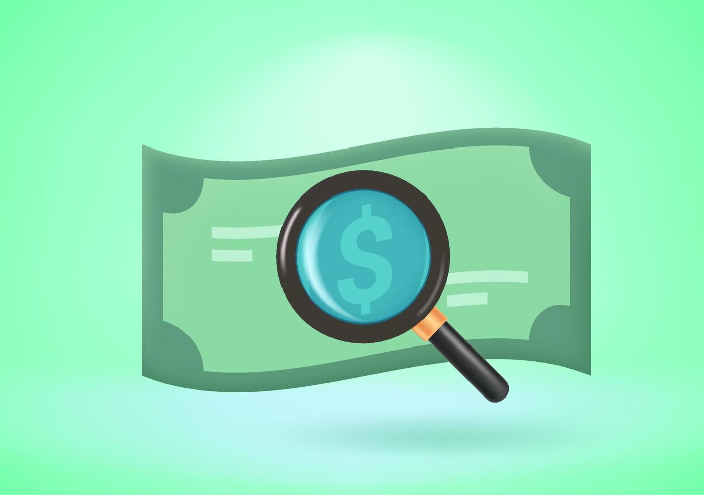 Searching for money concept. 3d vector illustration