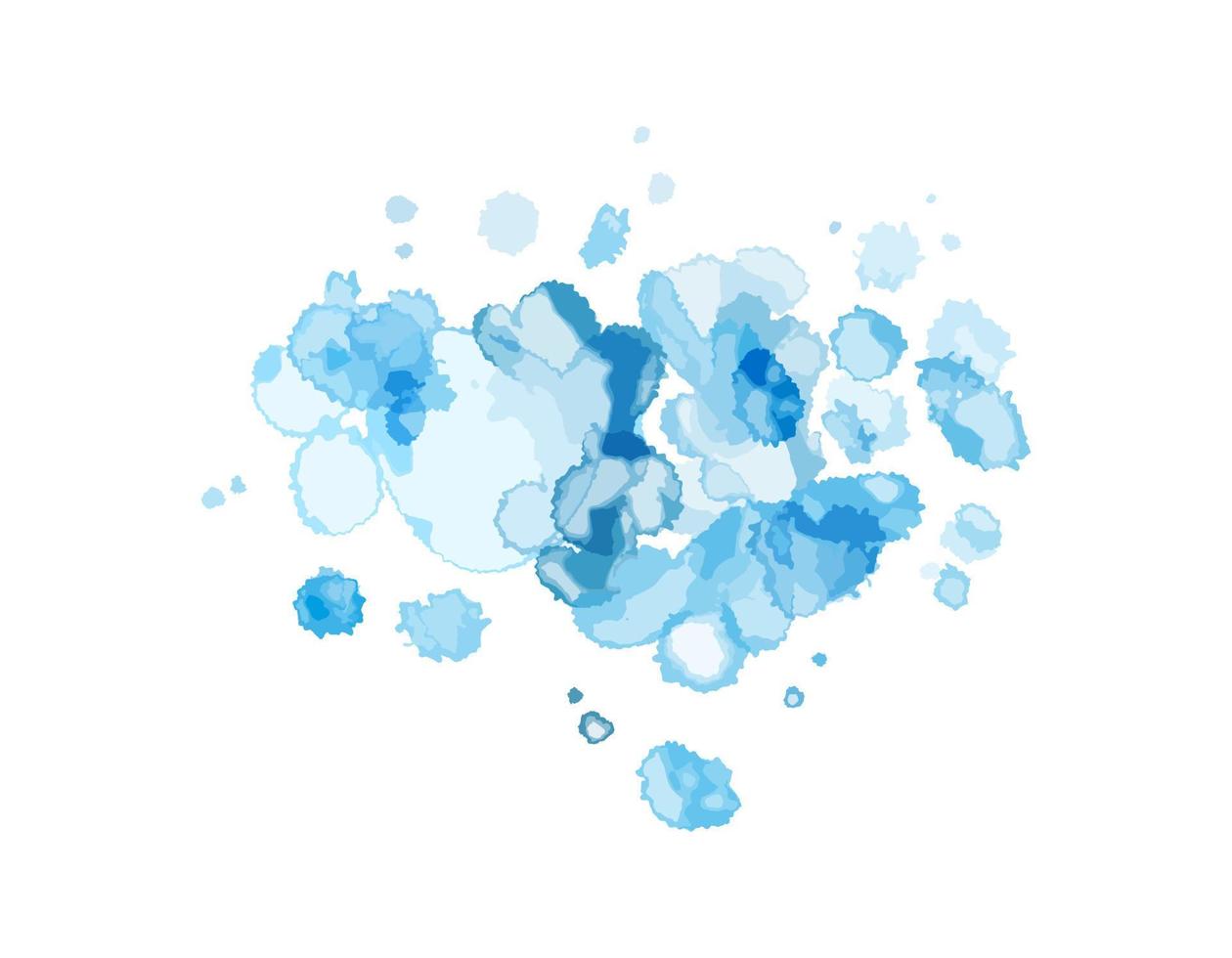Abstract blue watercolor splash texture isolated on white background. Grunge textured paint, vector watercolor artistic circle shape spot.