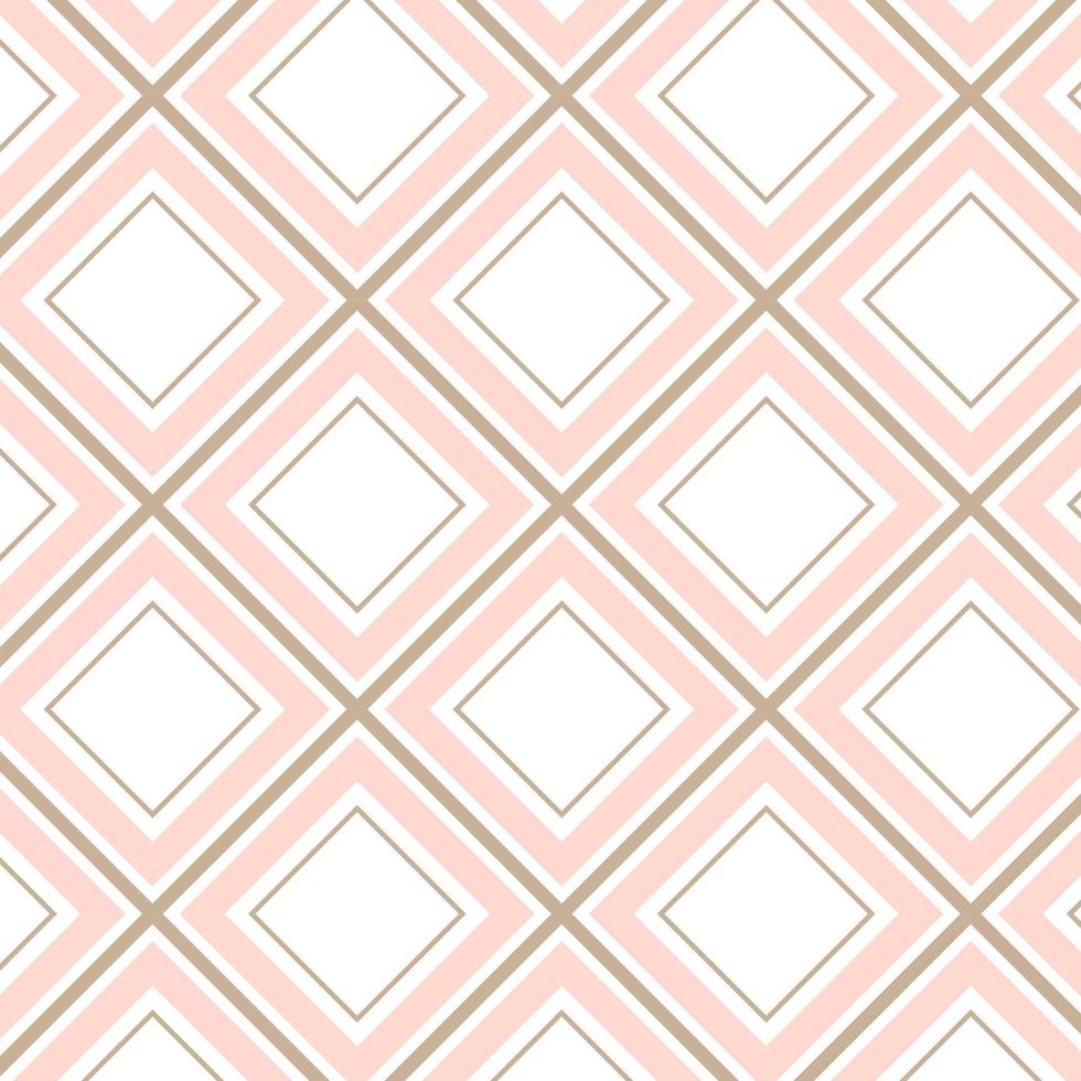 Plaid seamless pattern. Vector fabric print template. Scottish style pastel pink rhombus ornament. Geometric checkered carpet background.