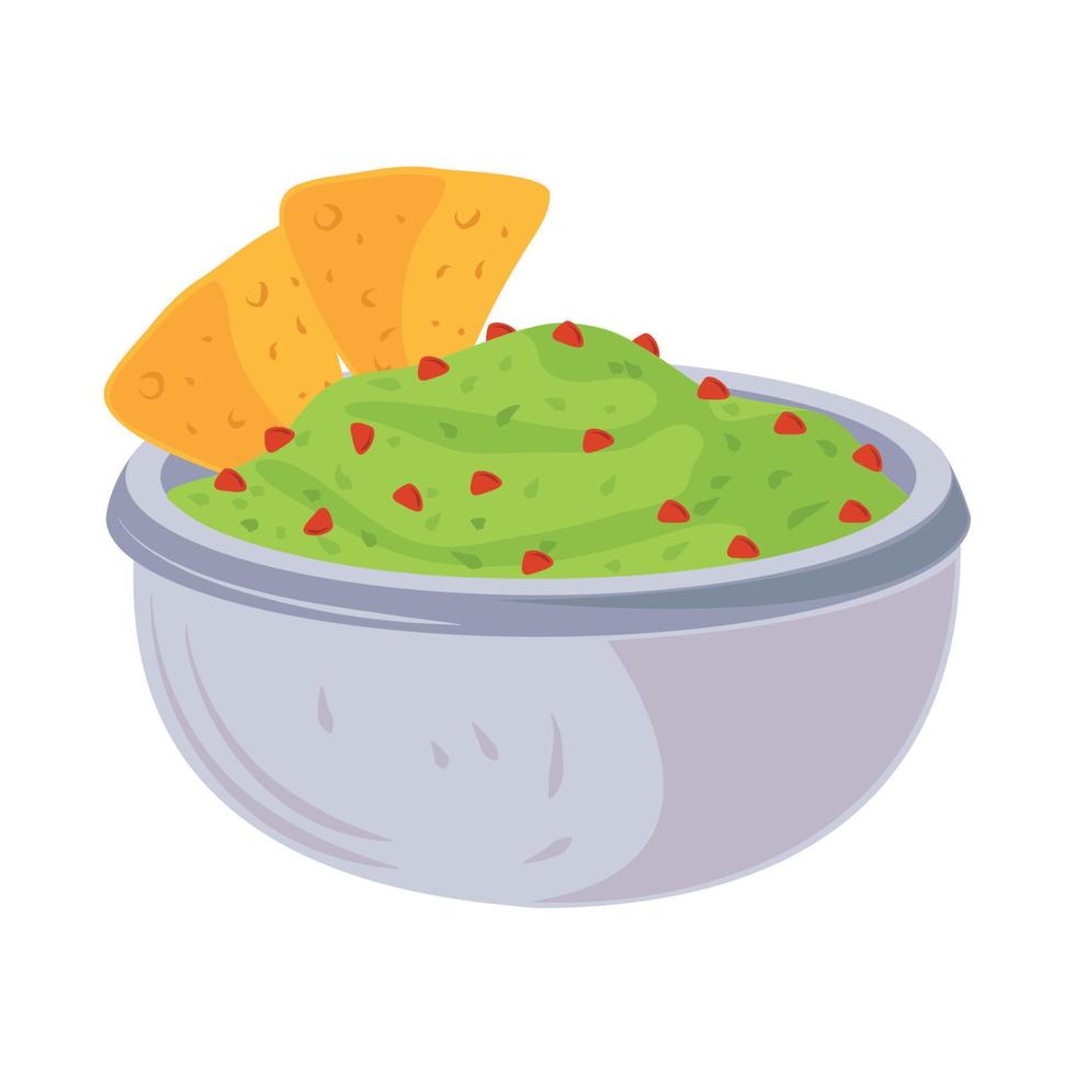 nachos con guacamole vector