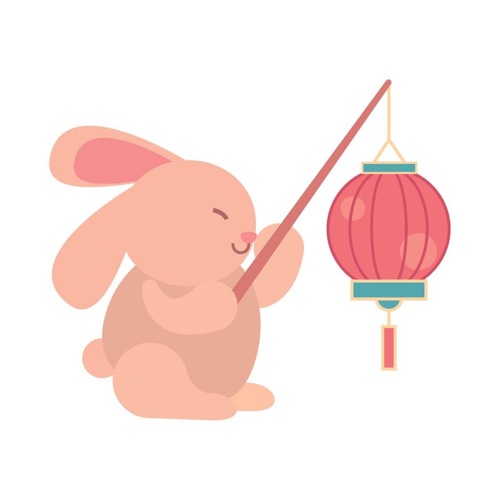 rabbit holding lamp vector