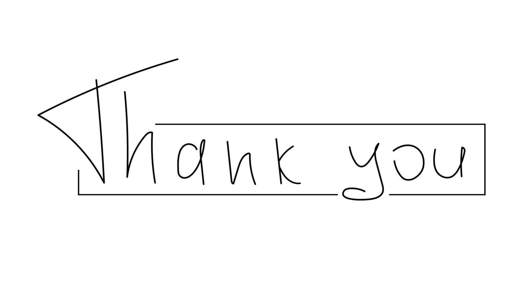 Thank you handwritten lettering card isolated on white background. Print template. vector