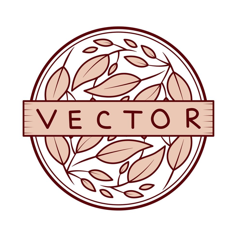 floral line badge vector