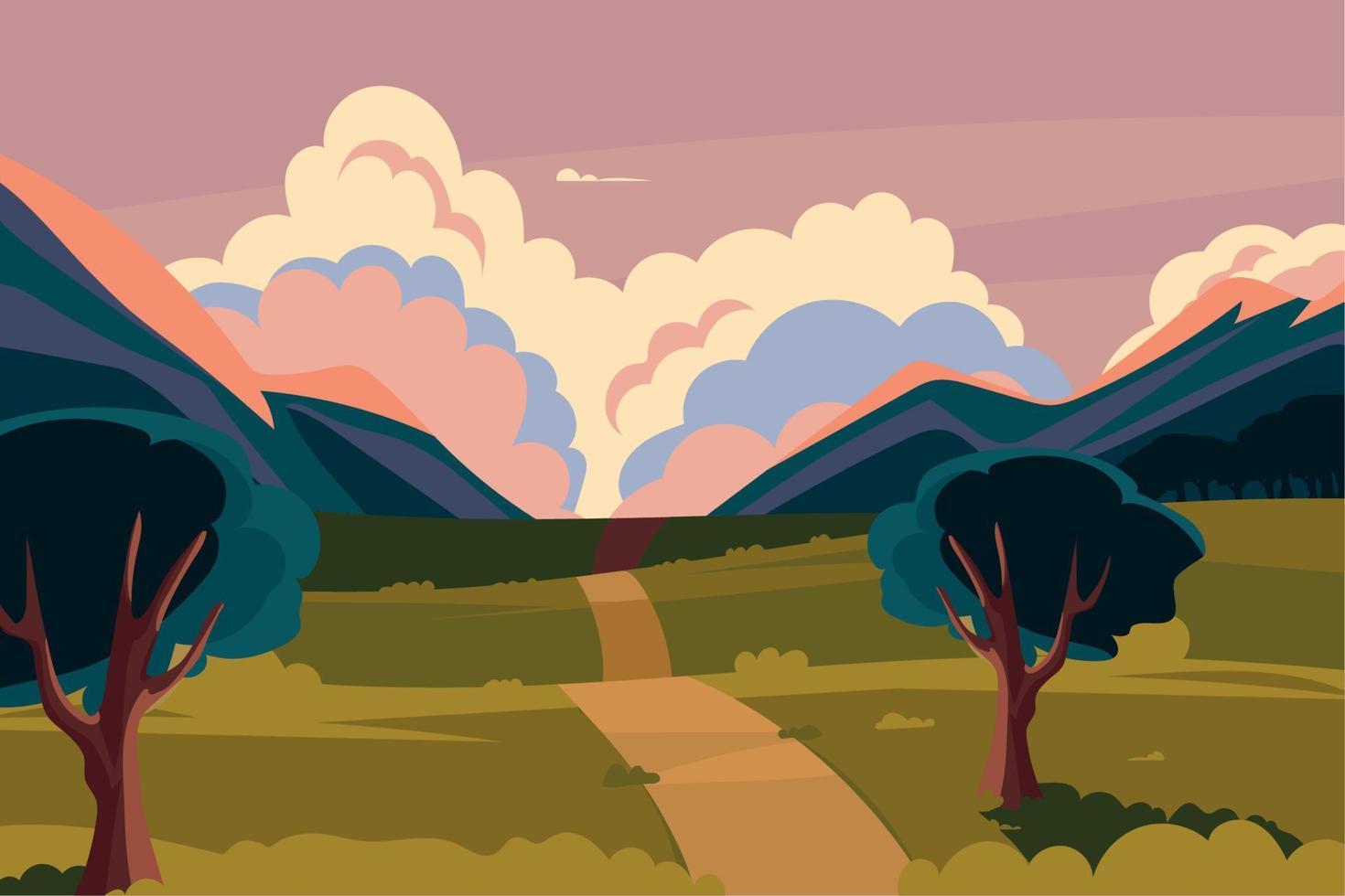 path rural landscape vector