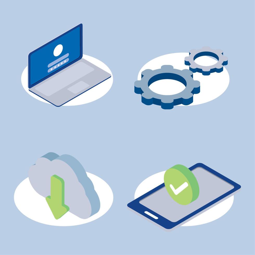 icons set cyber security vector