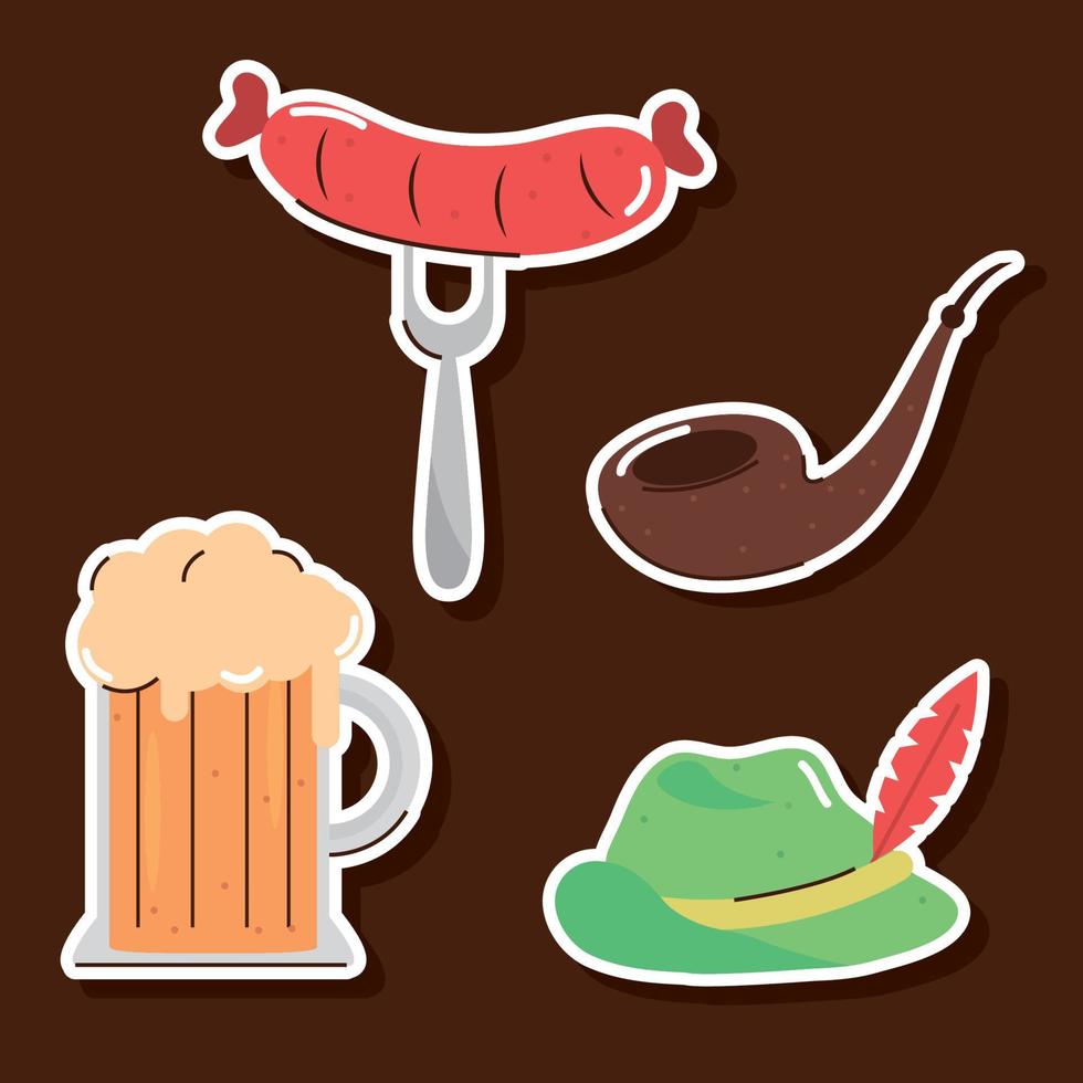 oktoberfest stickers icons vector