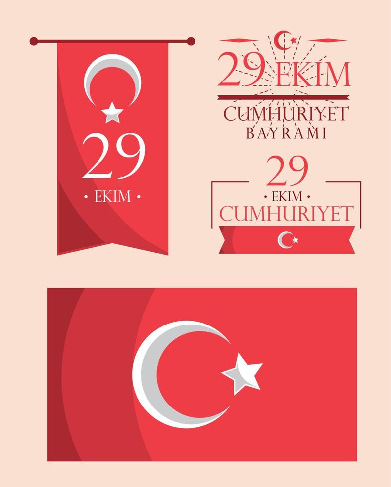 Ekim Cumhuriyet Bayrami, set vector