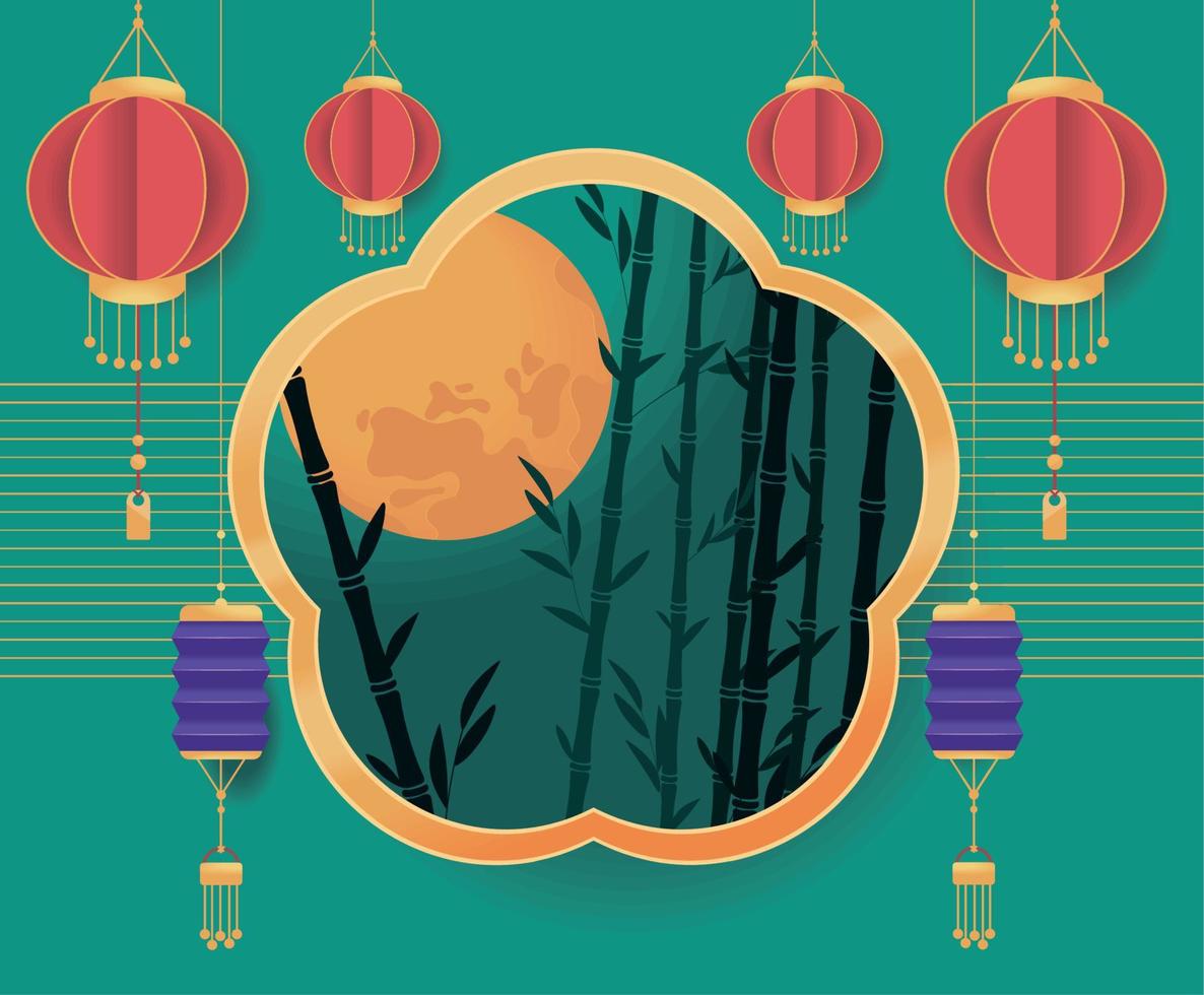 chinese moon festival event vector