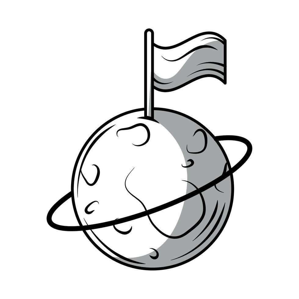 luna espacial con bandera vector