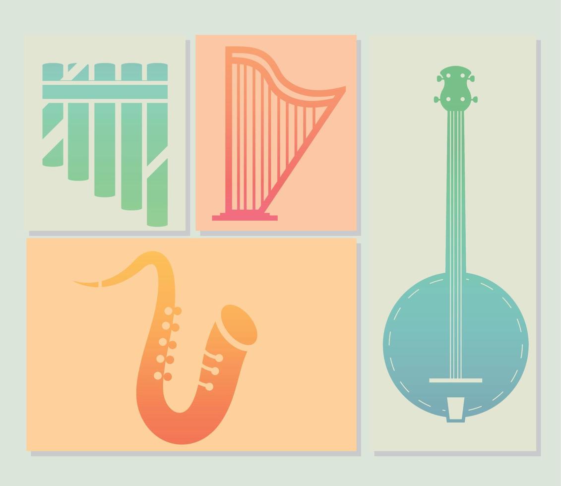 equipo de instrumentos musicales vector