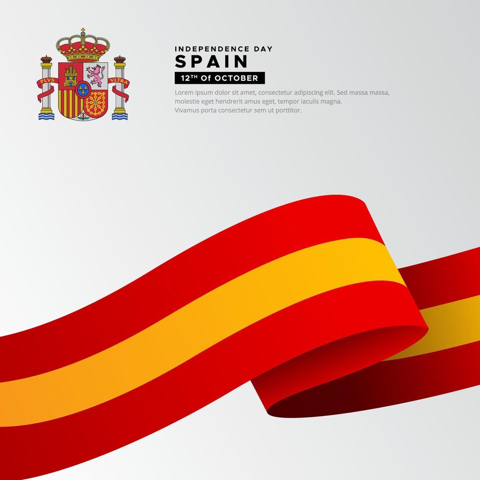 diseño moderno y sorprendente del día de la independencia de españa con vector de bandera ondulada