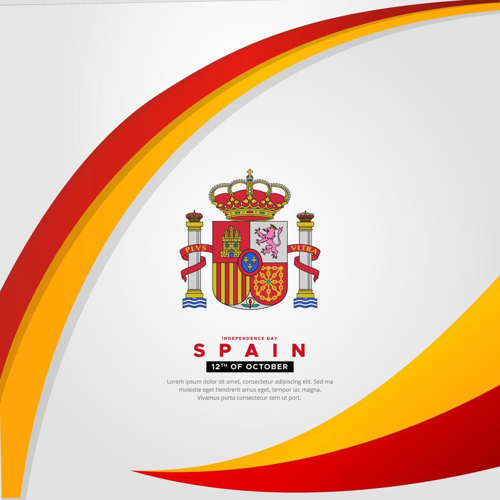 diseño moderno y sorprendente del día de la independencia de españa con vector de bandera ondulada