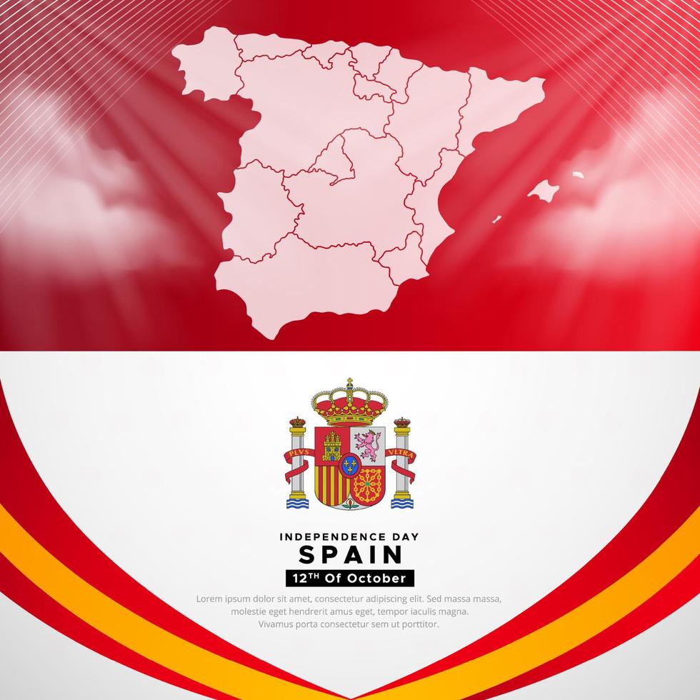 diseño moderno y sorprendente del día de la independencia de españa con vector de bandera ondulada