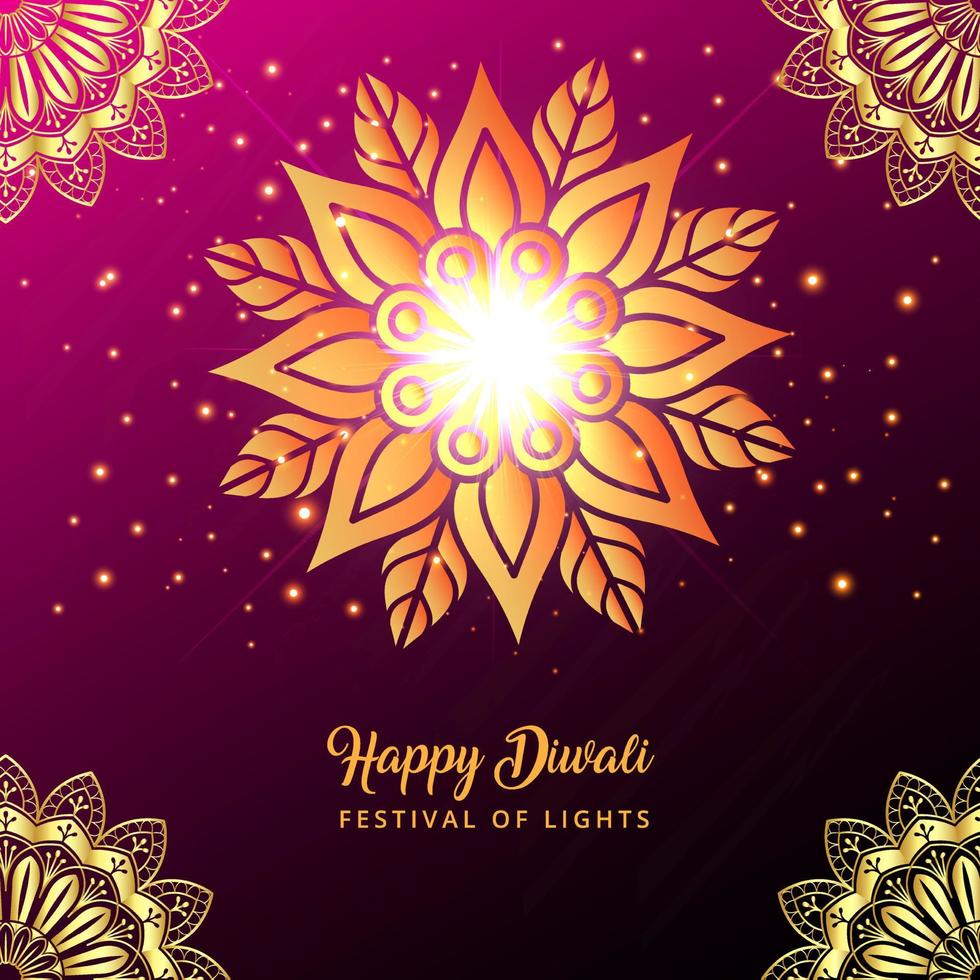 Happy Diwali Festival Of Lights Holiday Design vector with glitter light effect