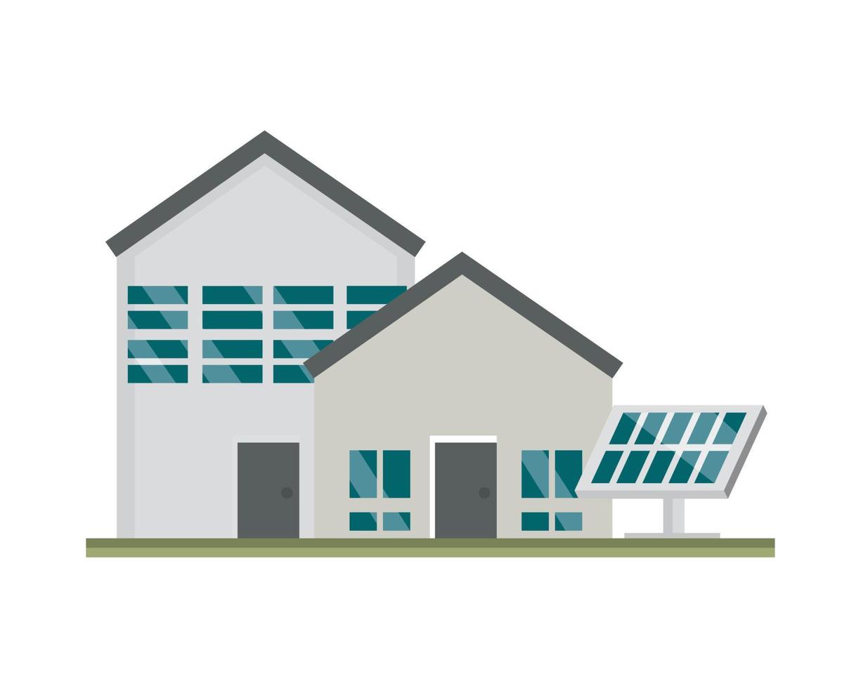 smart house with solar panel vector