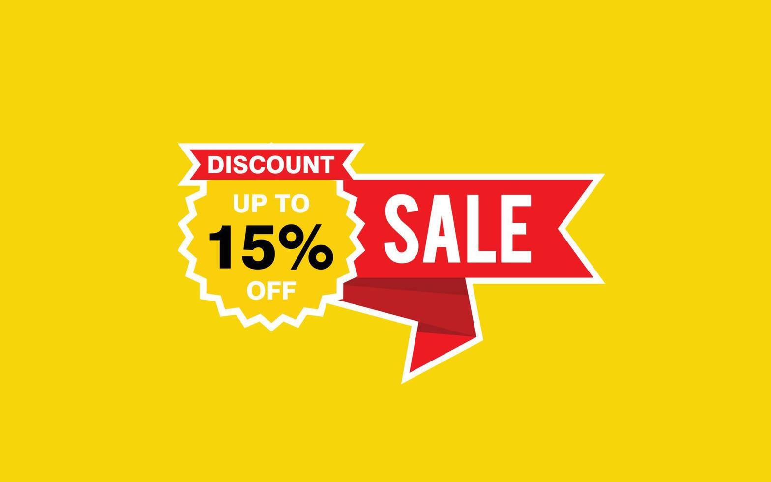 15 Percent discount offer, clearance, promotion banner layout with sticker badge. vector