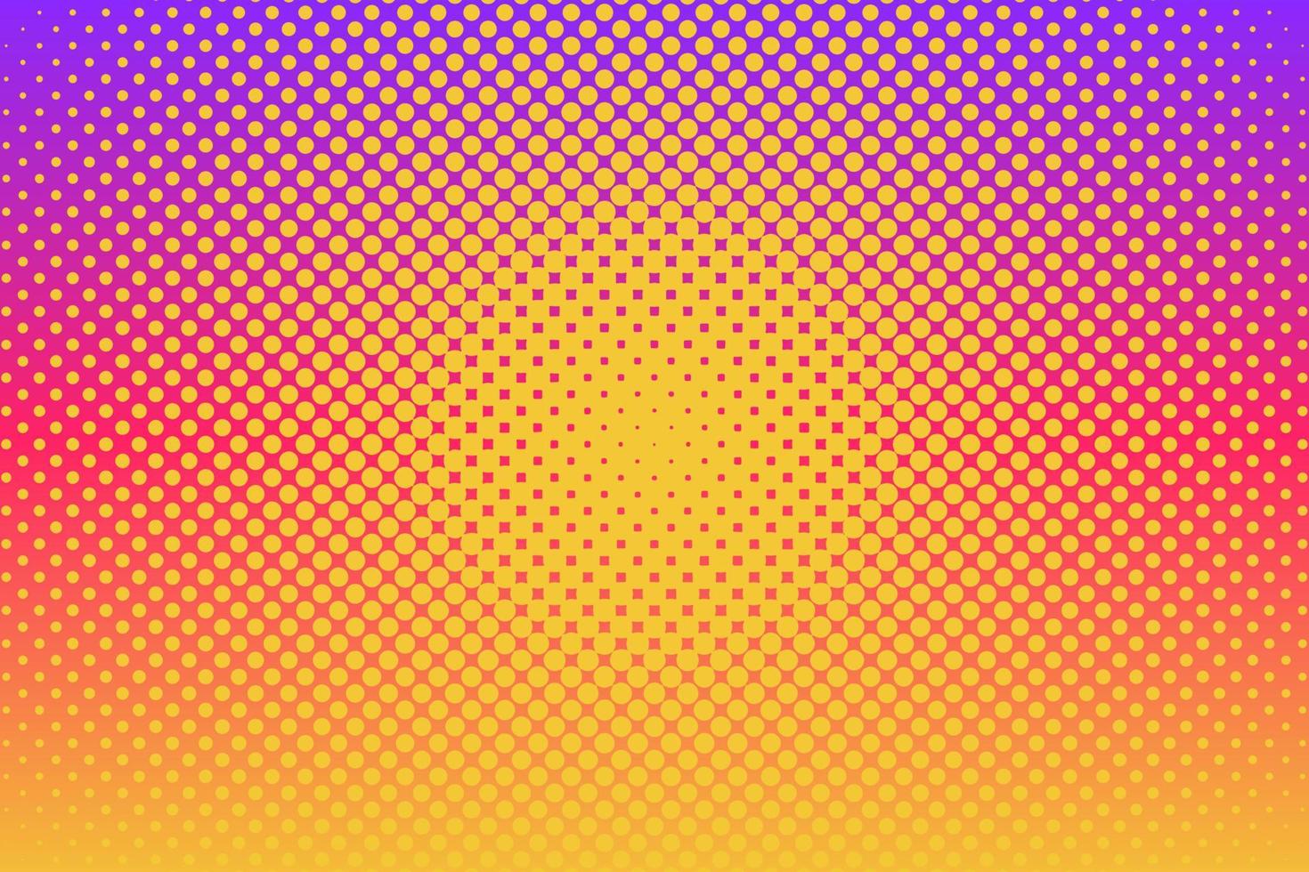 Pink yellow purple pop art background with halftone dots in retro comic style. Vector illustration.