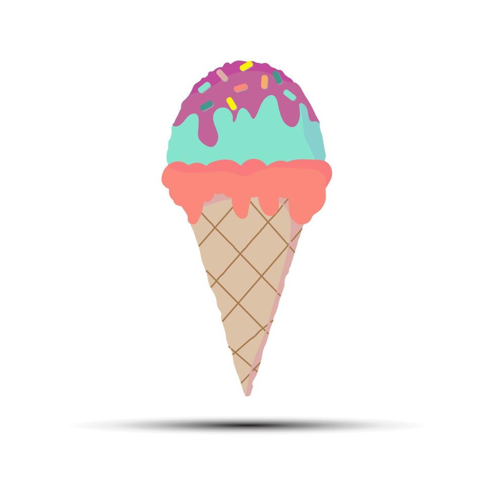 helado en un cono de galleta aislado en una idea de ilustración vectorial de fondo blanco para un afiche, postal, camiseta vector