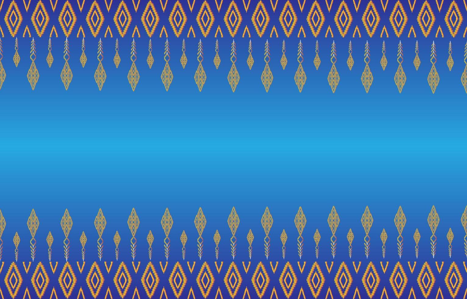 Luxury Thai silk shot with gold pattern and blue background vector illustration