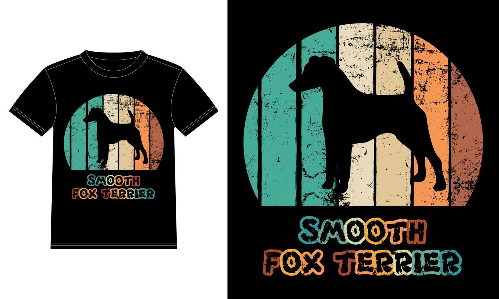 Funny Smooth Fox Terrier Retro Vintage Sunset T-shirt Design template, Smooth Fox Terrier Board, Car Window Sticker, POD, cover, Isolated white background, Silhouette Gift for Smooth Fox Terrier Lover vector