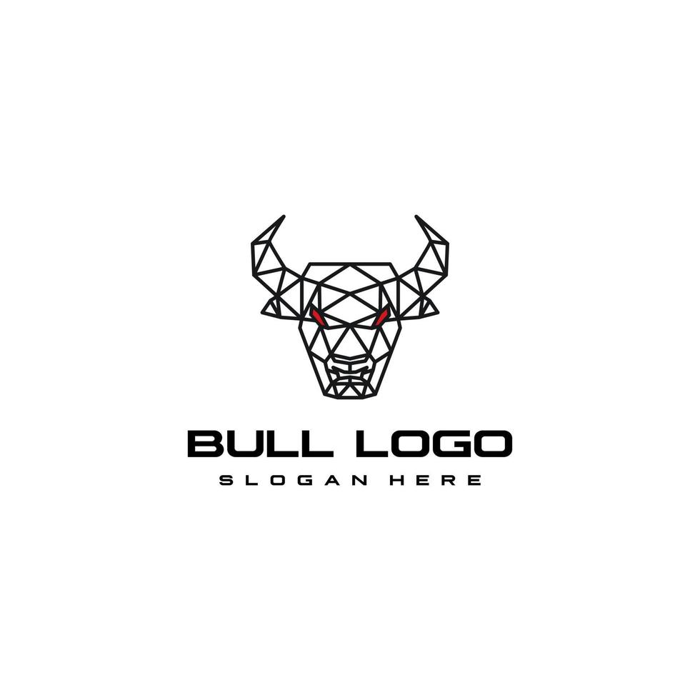 Bull logo design vector outline illustration
