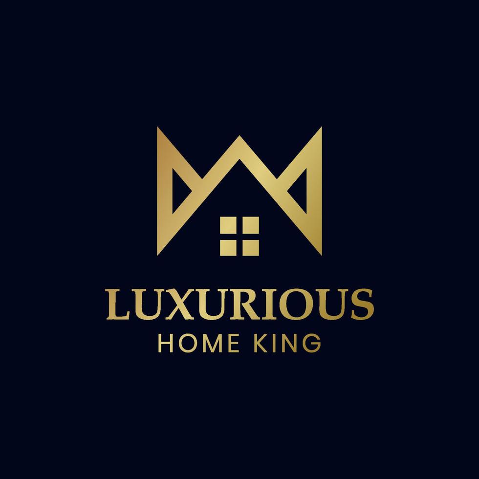 king or queen house with crown Premium Elegant Luxury logo design for real estate building apartment vector symbol icon design
