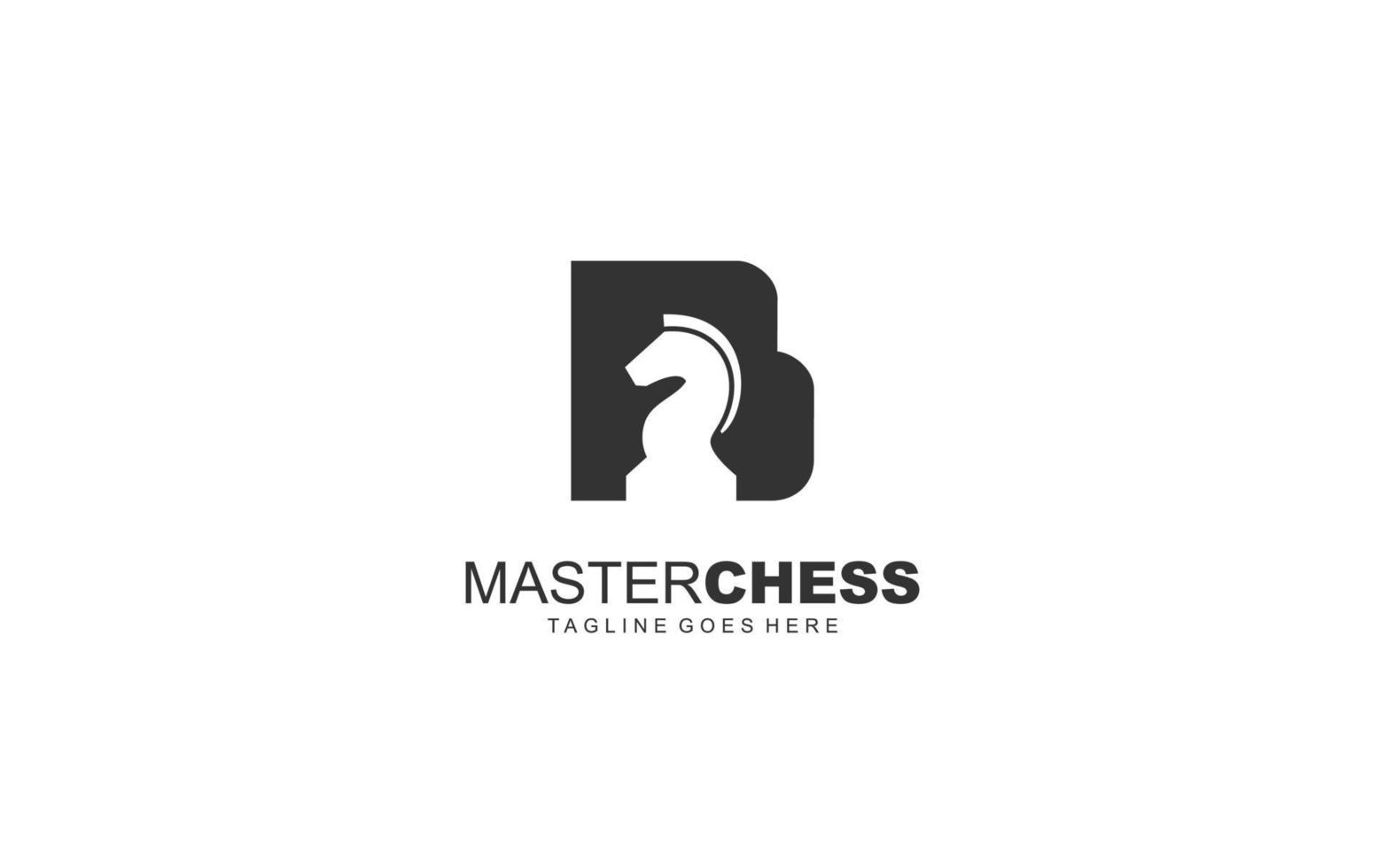 B logo CHESS for branding company. HORSE template vector illustration for your brand.