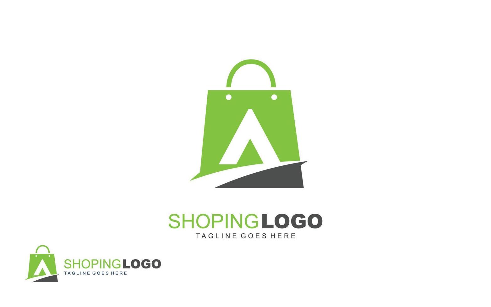 una tienda online de logotipos para una empresa de marca. ilustración de vector de plantilla de bolsa para su marca.