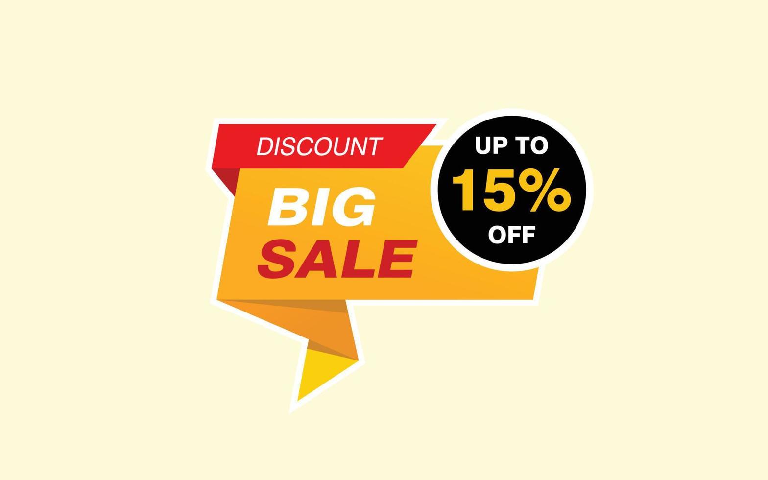 15 Percent discount offer, clearance, promotion banner layout with sticker badge. vector