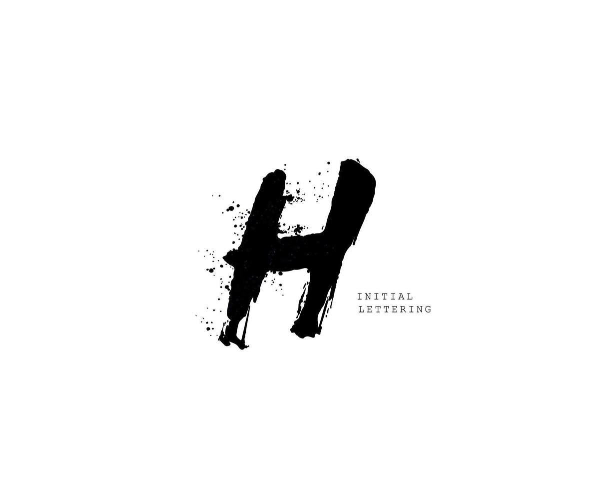 H Initial brush handwriting or handwritten logo for identity. Logo with signature and hand drawn style. vector