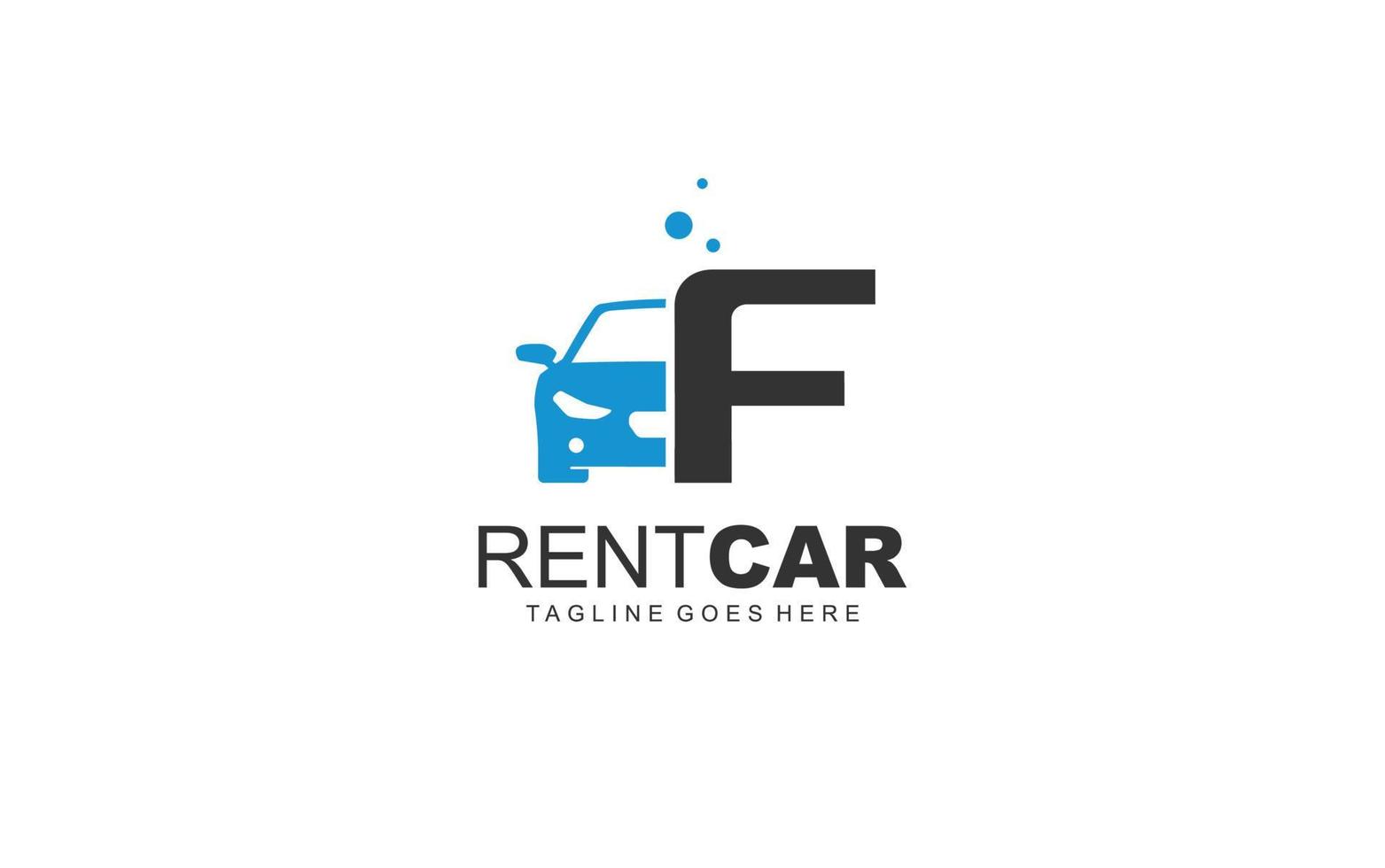 F logo rental for branding company. transportation template vector illustration for your brand.