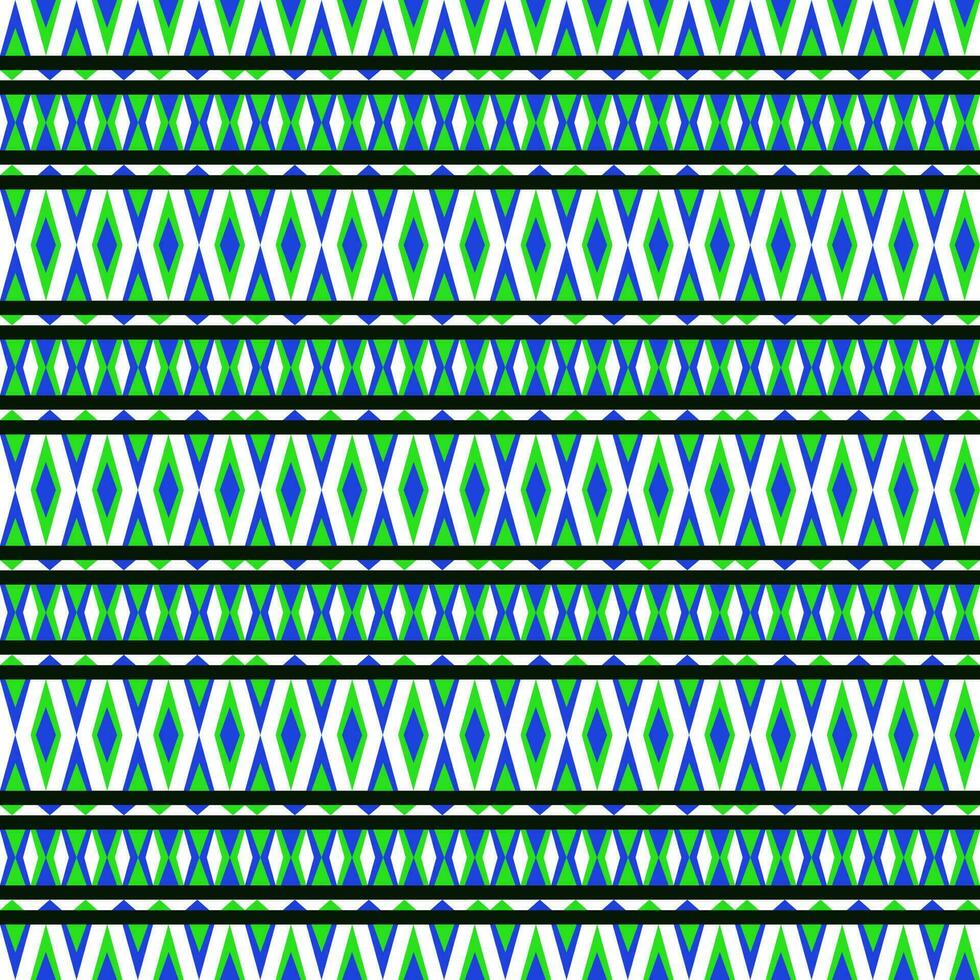 patrón sin fisuras para la decoración, forma de triángulo, azul y verde, vista horizontal. vector