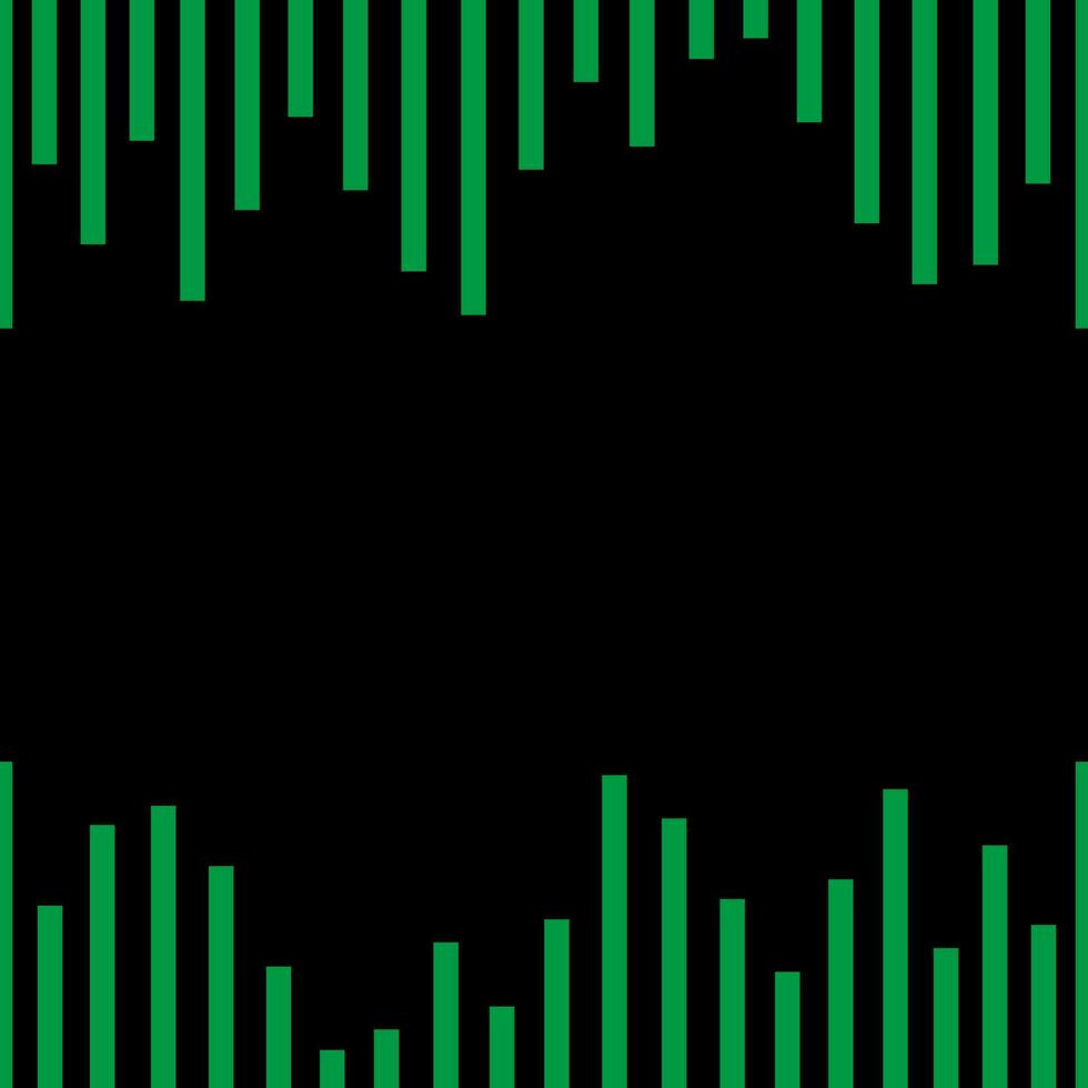 Seamless green graph line frame on black background. Space in the middle for inserting text or images. vector