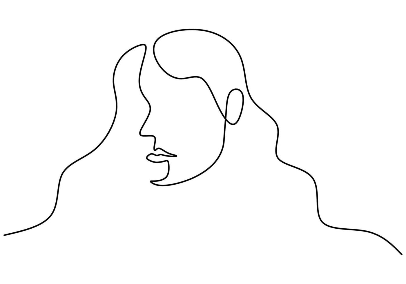 One continuous single line hand drawing of beautiful woman vector