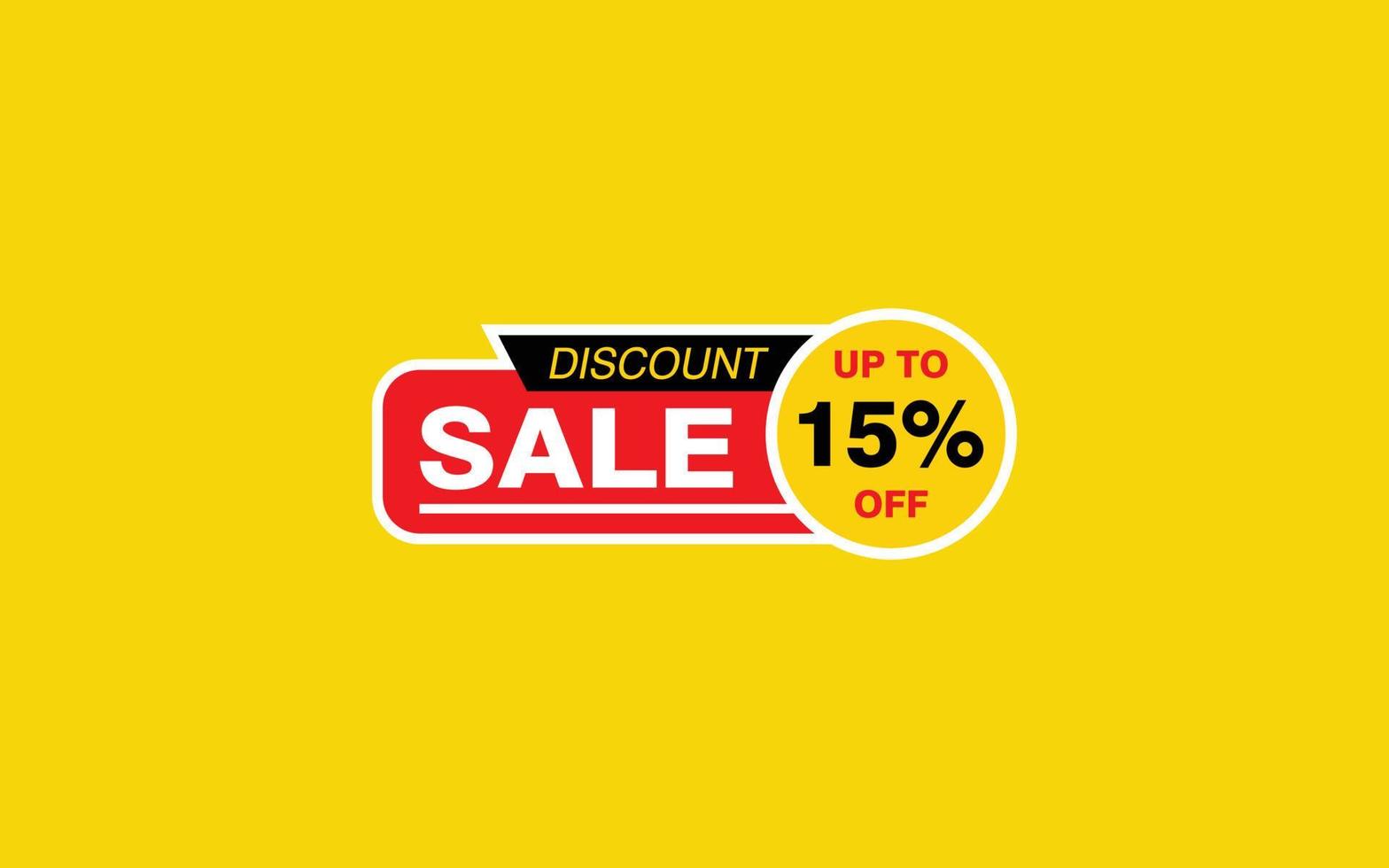 15 Percent discount offer, clearance, promotion banner layout with sticker badge. vector