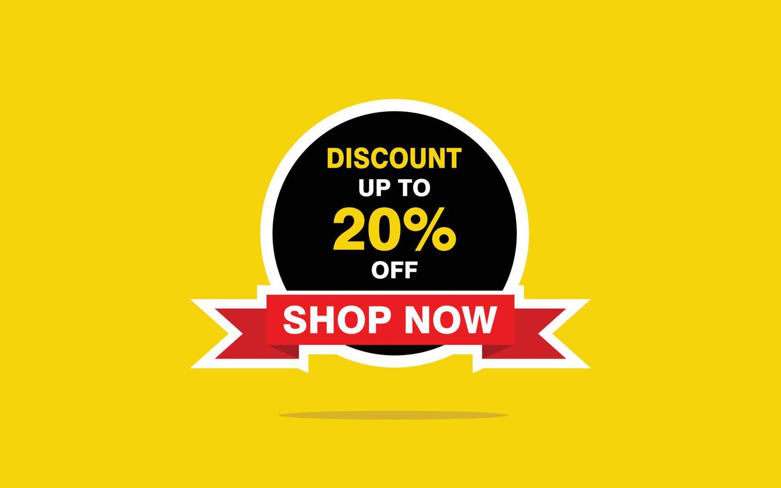 20 Percent discount offer, clearance, promotion banner layout with sticker badge. vector