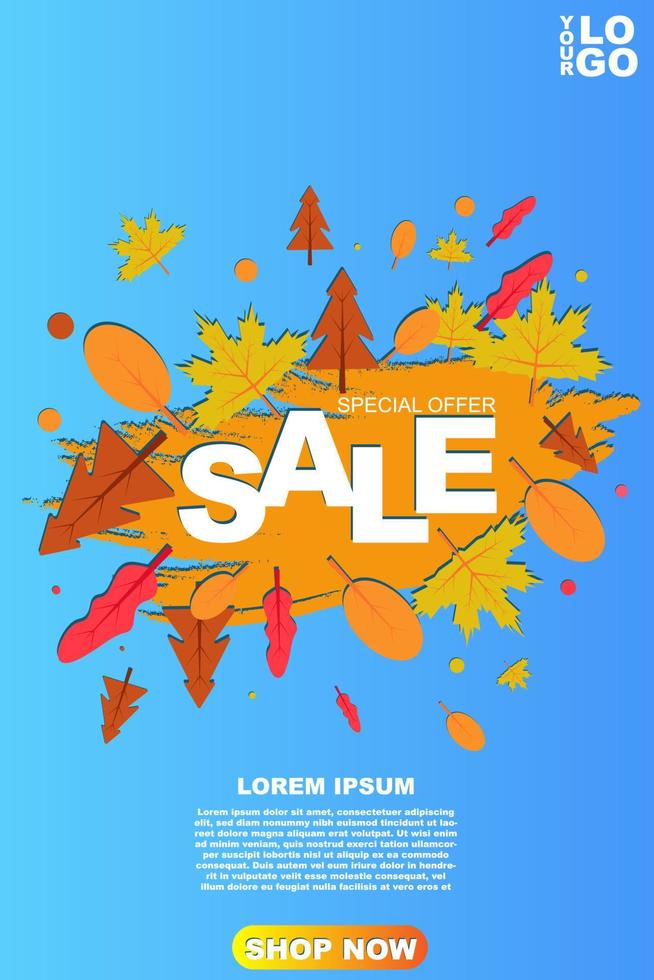 Autumn Sale background, banner, or flyer design. Set of colorful autumn posters with bright beautiful leaves frame vector