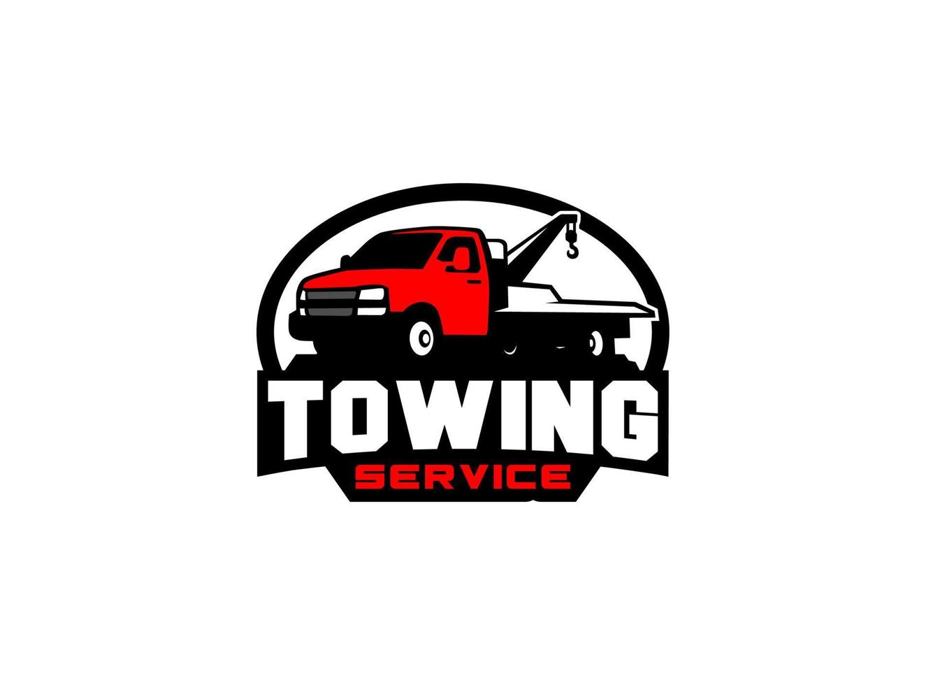 Towing service logo vector for transportation company. Heavy equipment template vector illustration for your brand.