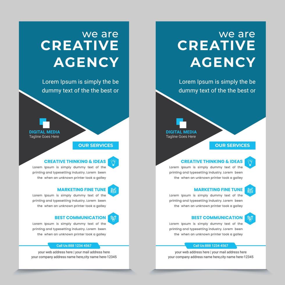 Roll up banner vector illustration. blue roll up banner stylish geometric graphics for Publicity and Information. set of templates. Design concept presentation or advertising pull up banner
