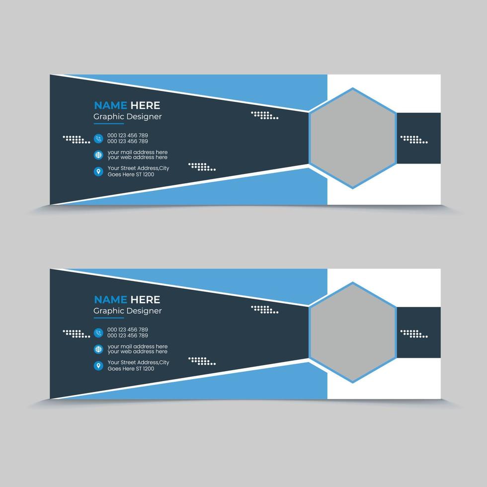 Professional modern creative business email signature for corporate with two color shape design vector