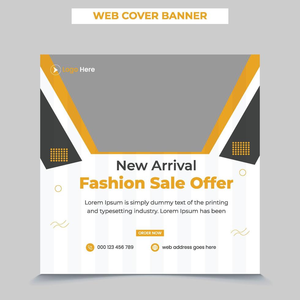 Eye catchy Editable template post for social media ad. web banner ads for promotion design with yellow and black color. vector